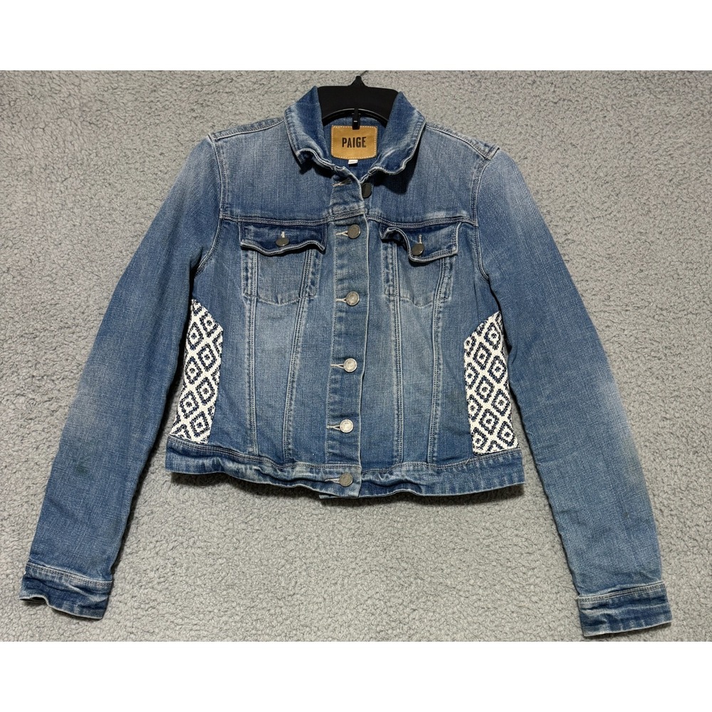Paige Vermont Denim Jacket Mosaic Tile Western Aztec Geometric Girls M See Desc*